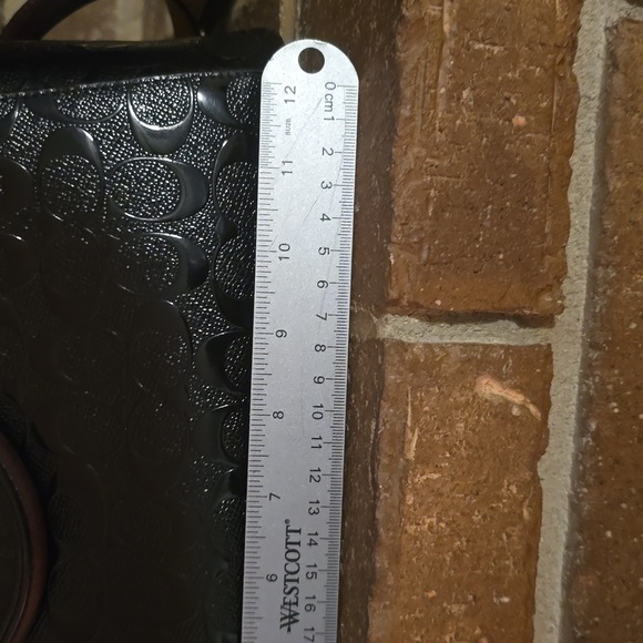 Coach Margot Patent Leather Carryall Crossbody Satchel Black Purple - Picture 6 of 10